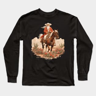 Western Christmas Santa Cowboy Long Sleeve T-Shirt